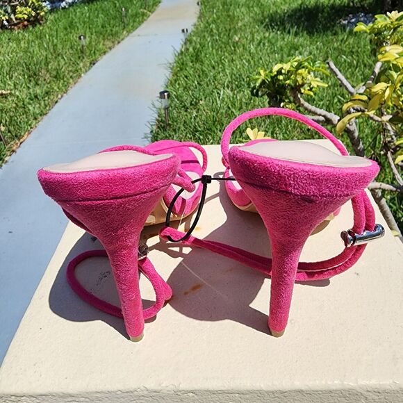 Boohoo exclusive barely there heeled sandals‎ in Pink Strappy Womens Size 38 /7 - Picture 5 of 7